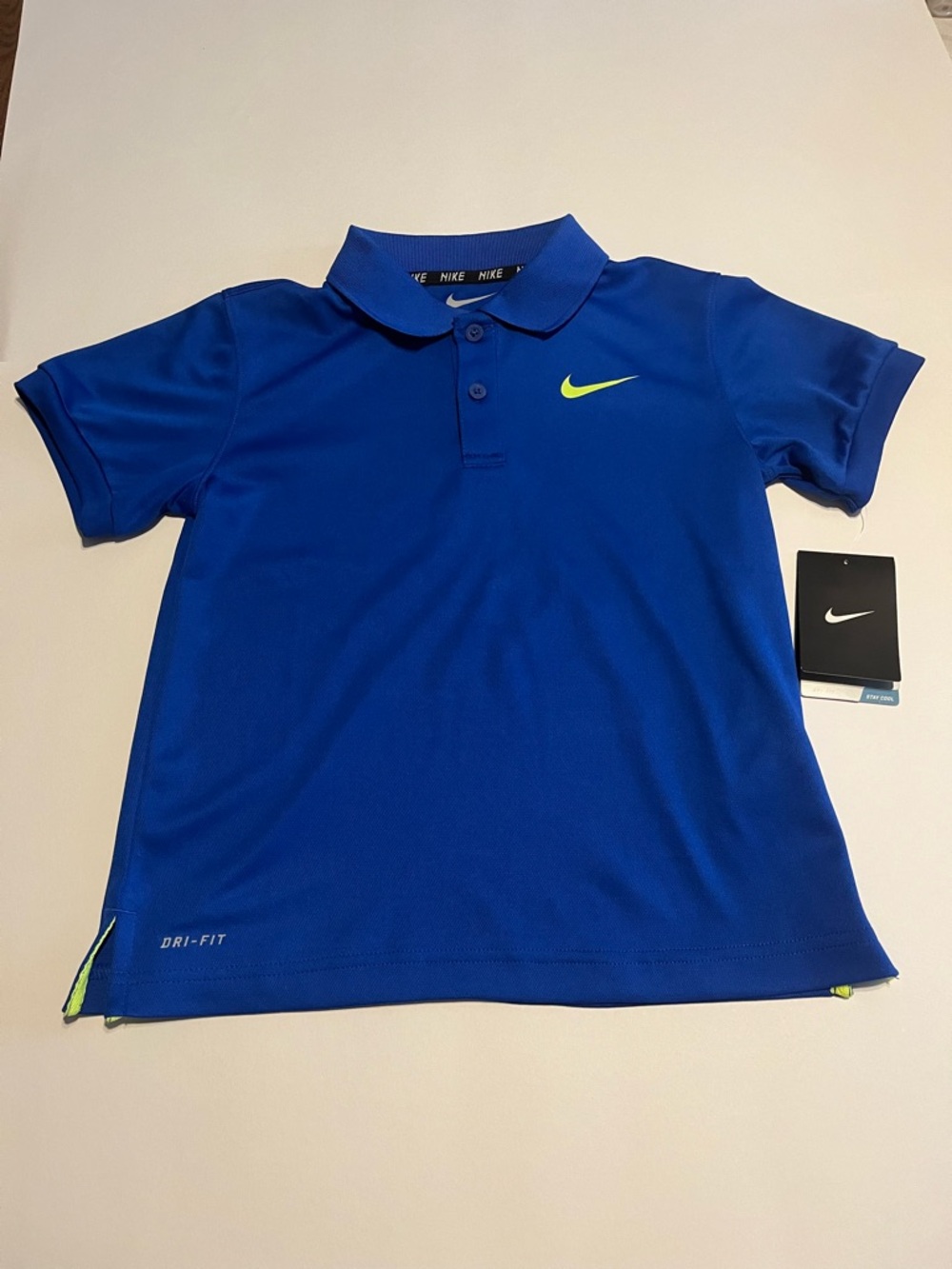 Nike Blue Polo with Neon Green Swoosh